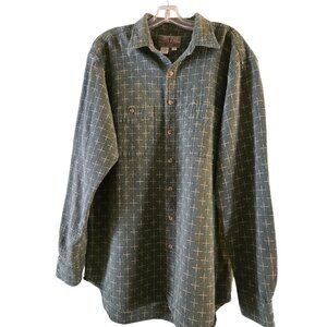 The Territory Ahead Men's Button Up Thick Shirt Large Tall Green/White Heavyweig